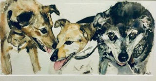 Aquarel groep honden