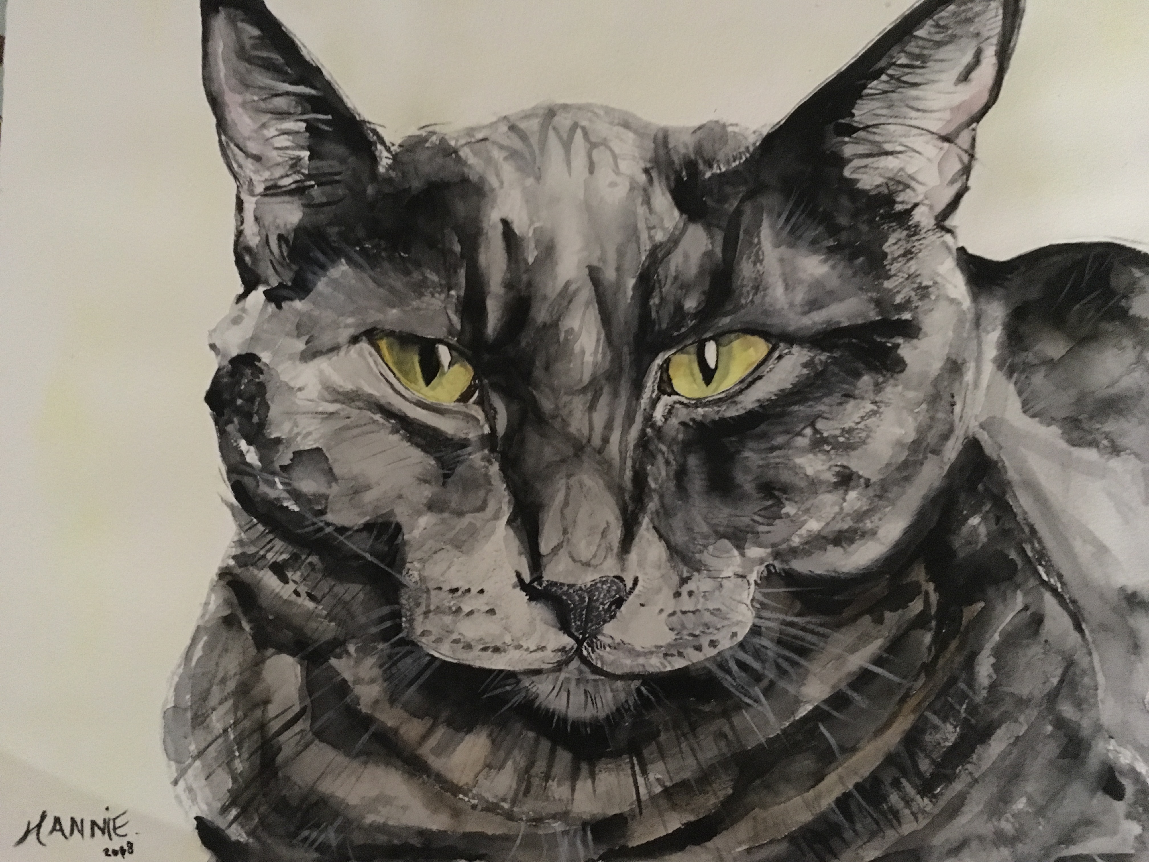 Aquarel Kat van Gerard Jr.'