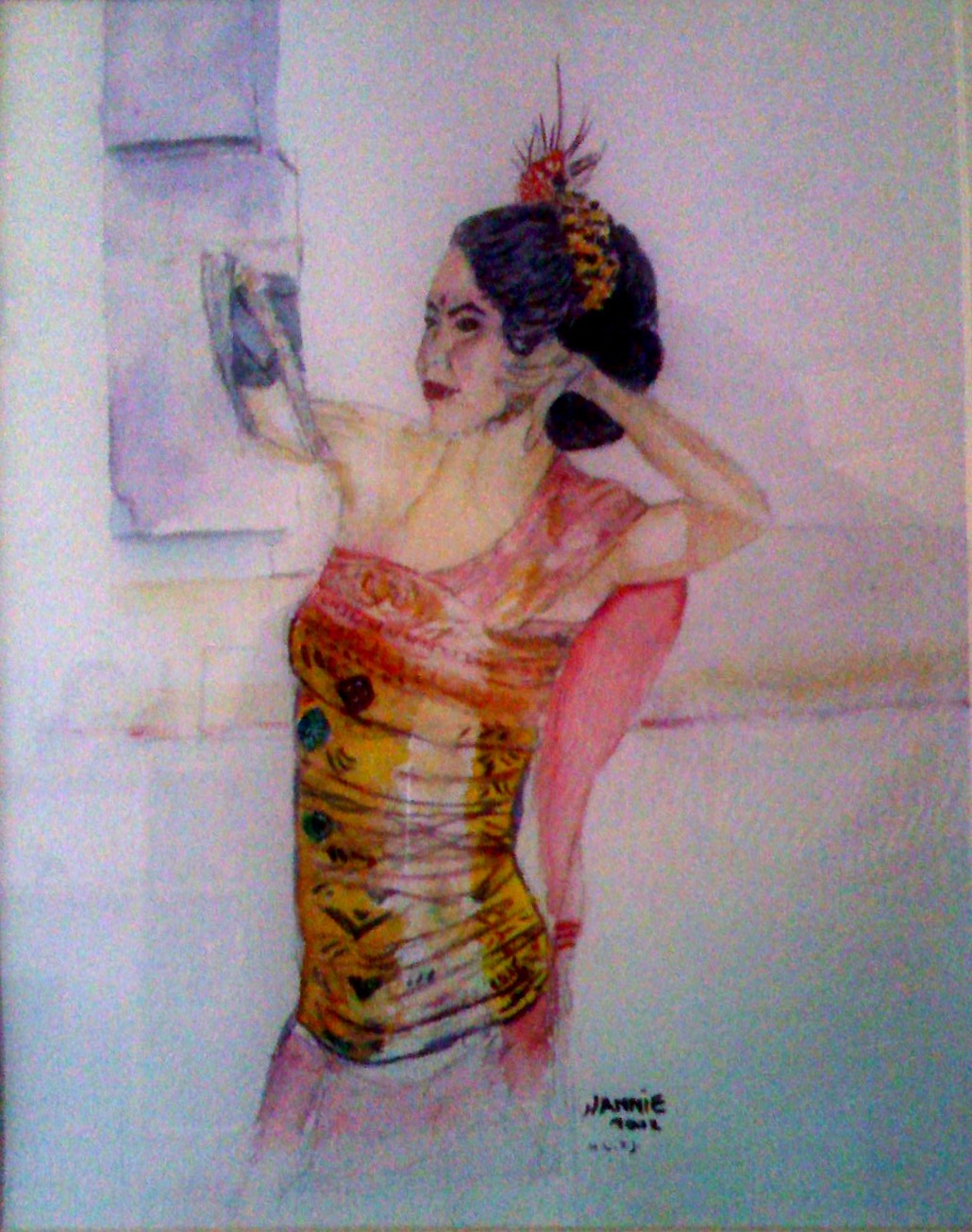 Aquarel Indonesische dame